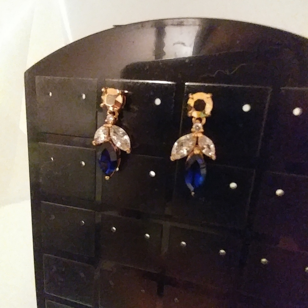 Art Deco Owl Earrings in Goldtone Pierced Ears